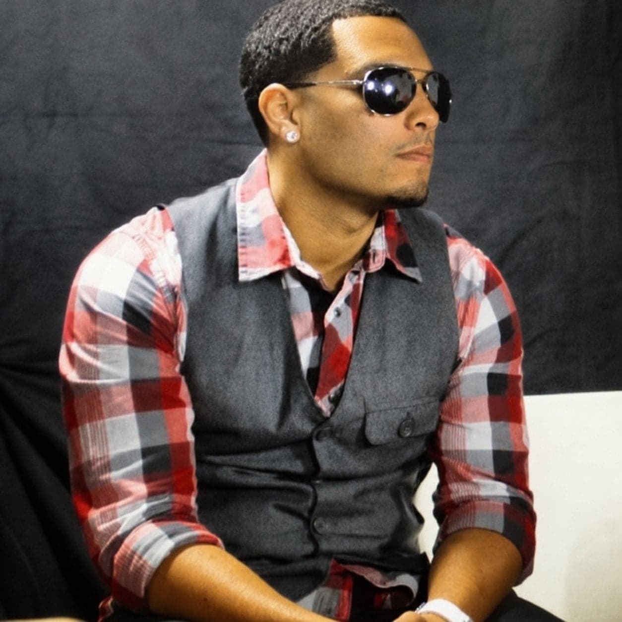 Abel J. Fernandez in a recording session close-up from his audio engineering years