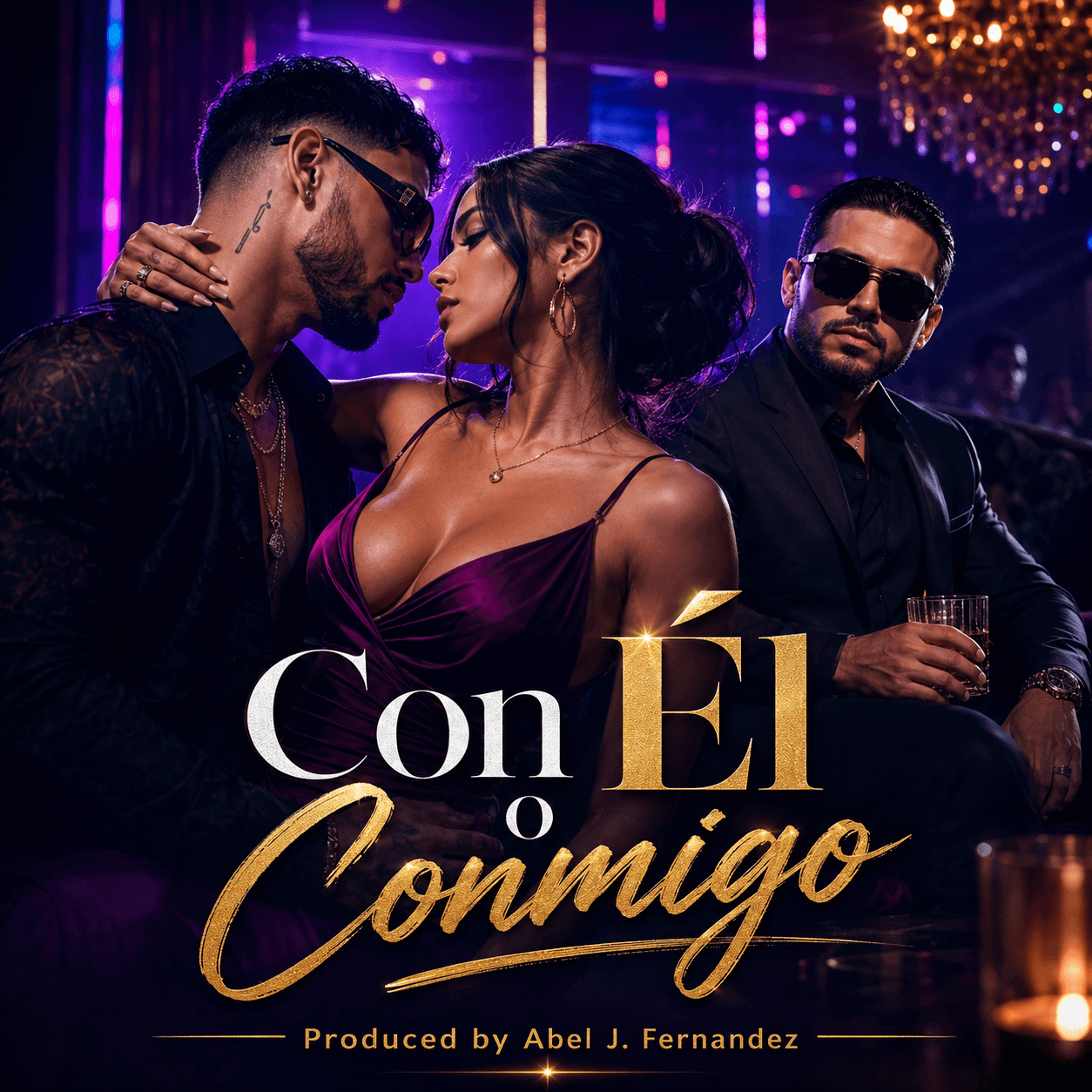 Con el o conmigo — single cover art by Abel J. Fernandez